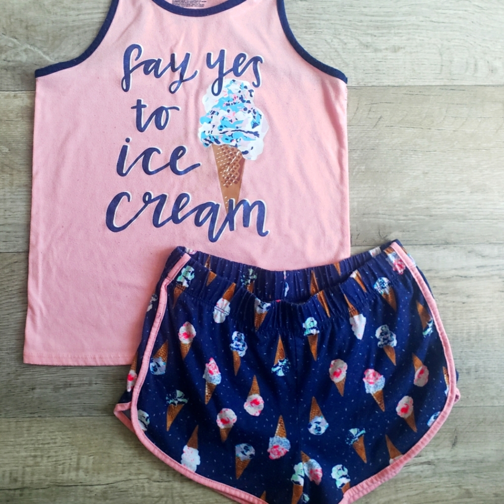 Girl "Say Yes to Ice Cream" Pajama Short Set